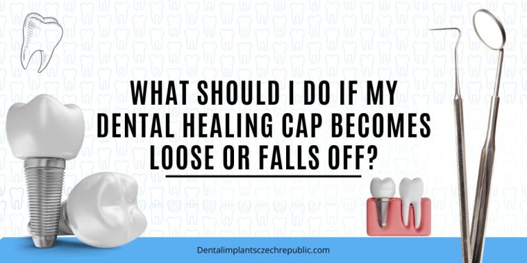 What should I do if my dental healing cap becomes loose or falls off